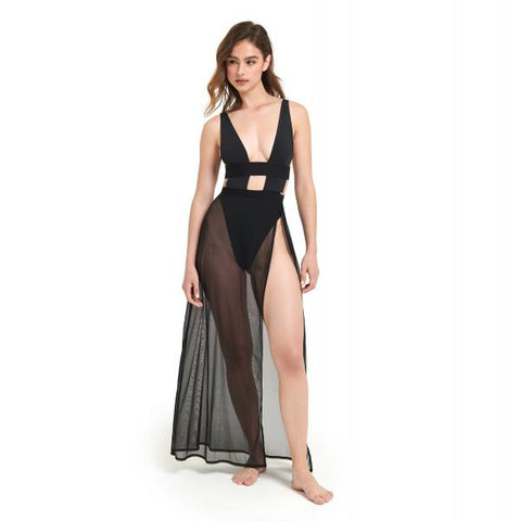 Topaz Long Chemise - Black -