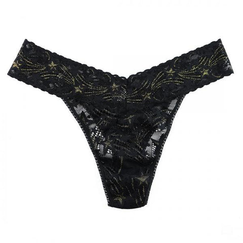 Night Fever Original Rise Thong - Black/Gold - One Size