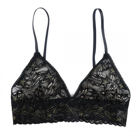 Night Fever Triangle Bralette - Black/Gold -