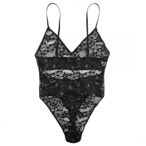 Night Fever Bodysuit - Black/Gold -