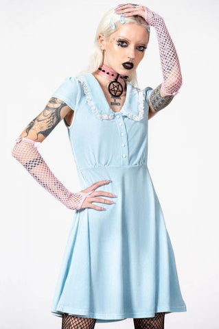 Every Mourning Collar Dress - Pastel Blue -