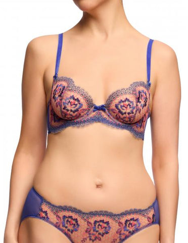 Evelina Underwire Bra - Cobalt/Coral -