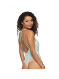 Henny Micro & Lace Bodysuit with Thong Back - Bridal Blue -