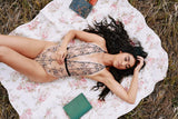 Embroidery Halter Teddy - Blush/Black -