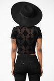 Petra Mesh Crop Top - Black -