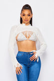 Catch a Glimpse Distressed Frayed Micro Crop Top - Ivory -