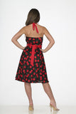 Black Red Cherry Halter Dress -