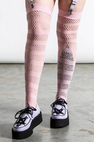 Shena Fishnet Stockings - Pastel Pink -
