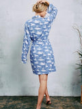 Short Robe - Swimming Swans -