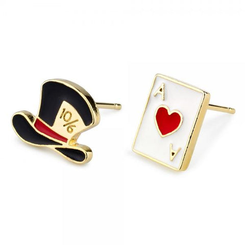 Hat And Card Stud Earring