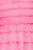 Tulle Tiered Tank Dress - Hot Pink -