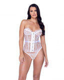 Fantasy Eyelash Lace Bustier and Thong - White -