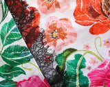 Satin Cami & Tap Short Set - Embroidered Floral Print -