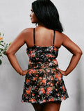 Lace Retro Chemise - Black Floral -