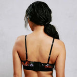Lace V-Neck Bralette - Black Floral -