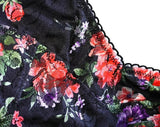 Lace High Leg Thong - Black Floral -