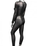 Radiance Crotchless Full Body Suit - Black - Queen Size
