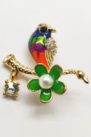 Spring Nesting Bird Pin - Rainbow