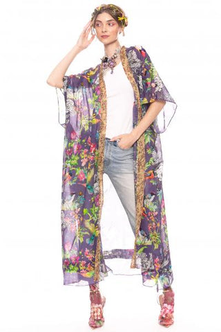 Dreaming of Paradise Kimono - Vintage Lilac Bird Floral