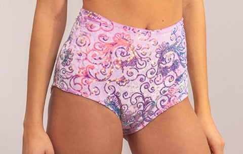 Sequin Velvet Short - Lavender Prism -