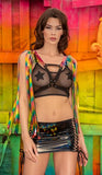 Fringe Harness - Rainbow/Black -