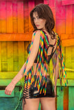 Fringe Harness - Rainbow/Black -