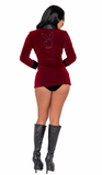 Playboy Smoke Lounge Madam Jacket, Shorts, Collar & Bow Tie - Burgundy -