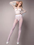 Elegant Pattern Wedding Pantyhose - White -