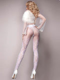 Elegant Pattern Wedding Pantyhose - White -