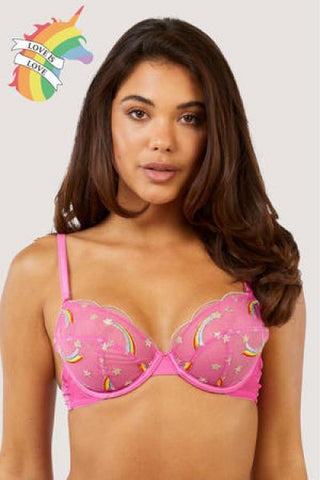 Coccinelle Rainbow Shooting Star Pride Plunge Bra - Pink -