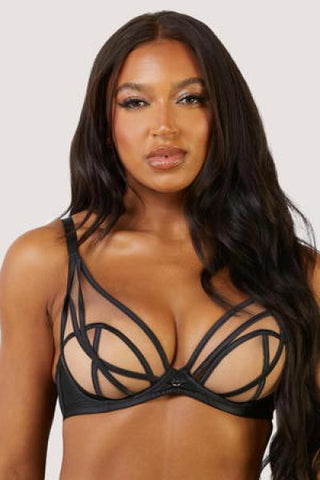 Ramona Black Strap Detail Illusion Mesh Bra -