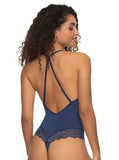 Henny Micro & Lace Bodysuit with Thong Back - Blue Depths -