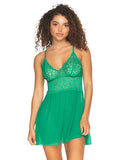 Renee Lace and Mesh Babydoll - Parakeet -