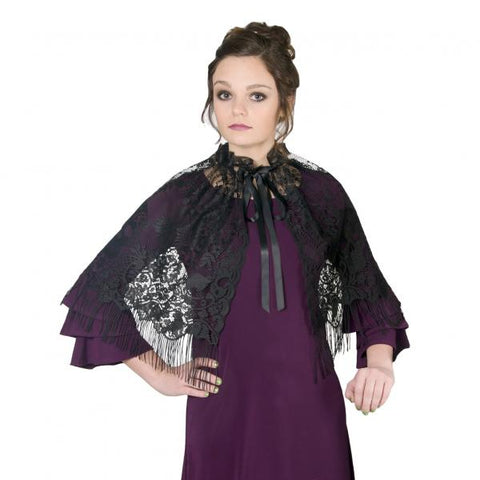 Victorian Lace Capelet - Black - One Size