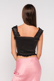 Front Fastening Sexy Top - Black -