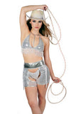 Sequin Fringe Three Piece Set - Silver -
