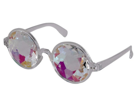 Round Frame Kaleidoscope Glasses - White