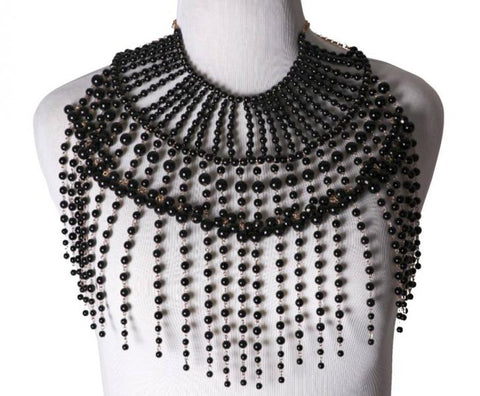 Cleopatra Pearl Fringe Body Jewelry - Black