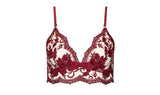 Embroidered Longline Bralette - Ruby Wine -