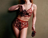 Embroidered Tap Shorts - Ruby Wine -