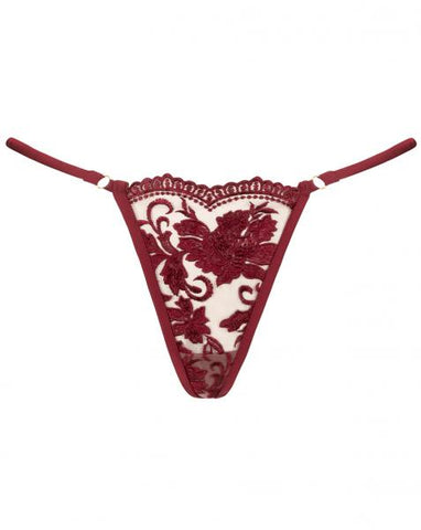 Embroidered G-String - Ruby Wine -