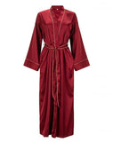 Satin Maxi Robe - Ruby Wine & Almond -