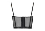 Embroidered Underwire Bustier - Black Butterflies -