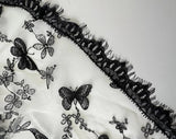 Embroidered G-String - Black Butterflies -