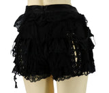 Tiered Laced Ruffle Shorts - Black -