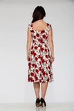 Vintage Rose Print Dress - White/Red -