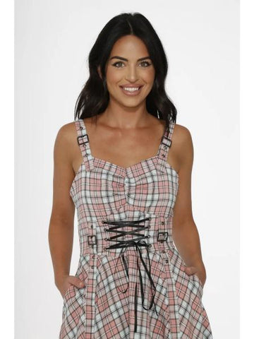 Plaid Dress with Pockets - Pink -