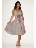 Plaid Dress with Pockets - Pink -