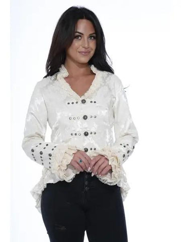 Brocade Tailed Jacket - Off White -