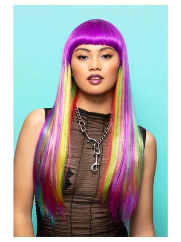 Vivid Rainbow Downtown Diva Wig